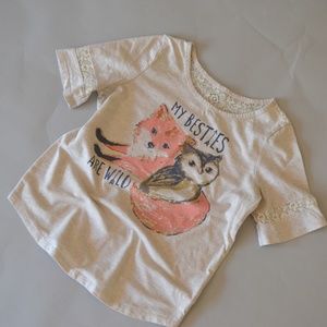 Girls T-Shirt Ivory and Pink Size 10